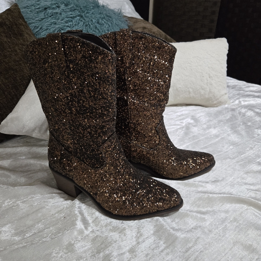 Brown Sparkle Womens Boots By Pierre Dumas Size 8 EUC!! - Picture 3 of 12